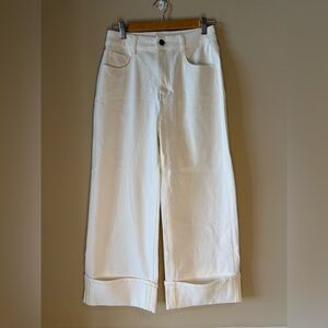 NWOT HALARA Petite Cuffed Wide Leg Women's Vintage White Jeans